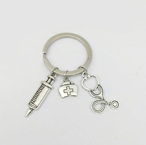 ancient silver nurse cap needle syringe stethoscope charm keychain keyring fashion creative women men jewelry designer keychain medical gift, Slivery;golden
ancient silver nurse cap needle syringe stethoscope charm keychain keyring fashion creative women men jewelry designer keychain medical gift, Slivery;golden