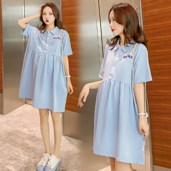 9819# maternity clothes summer cotton fashion turn down collar short sleeve loose stylish dress for pregnant women mom dress, White
9819# maternity clothes summer cotton fashion turn down collar short sleeve loose stylish dress for pregnant women mom dress, White