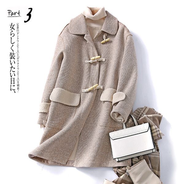 new vintage women wool blends long coat hom button loose turn-down collar port taste coats outerwear brown gray apricot, Black
new vintage women wool blends long coat hom button loose turn-down collar port taste coats outerwear brown gray apricot, Black