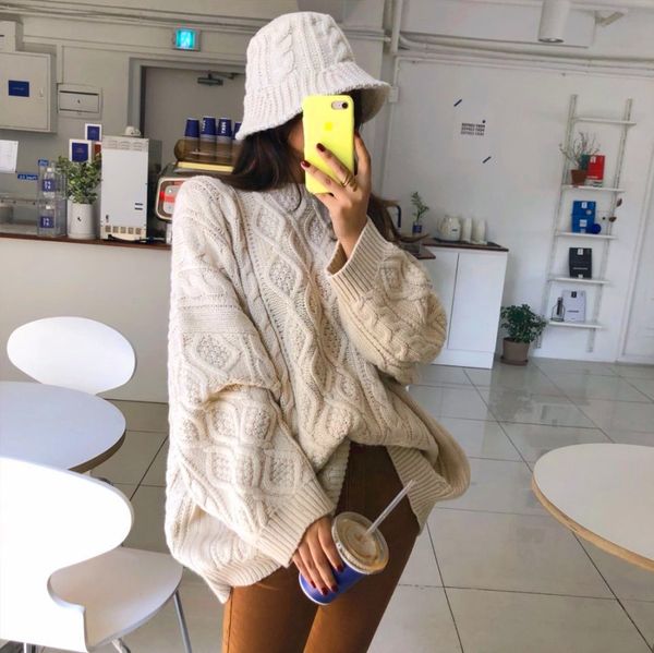 new winter sweater women pullover girls vintage long sleeve autumn elegant female knitted outerwear warm sweater oversize, White;black
new winter sweater women pullover girls vintage long sleeve autumn elegant female knitted outerwear warm sweater oversize, White;black