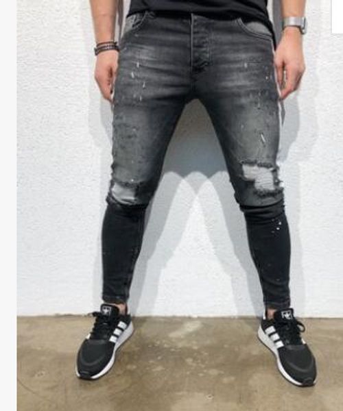 fashion-mens 19ss designer jean pants ripped black distressed slim fit jeans long skinny street trousers, Blue
fashion-mens 19ss designer jean pants ripped black distressed slim fit jeans long skinny street trousers, Blue