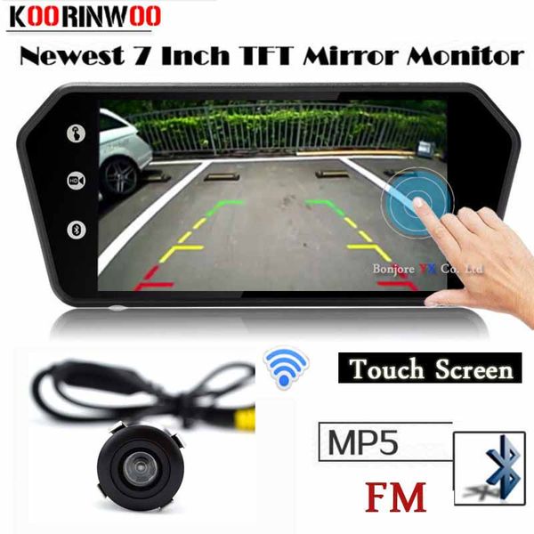 

koorinwoo 2019 car monitor touch screen 1024x600 mirror screen tf usb bluetooth mp5 player explorer auto parking rearview camera