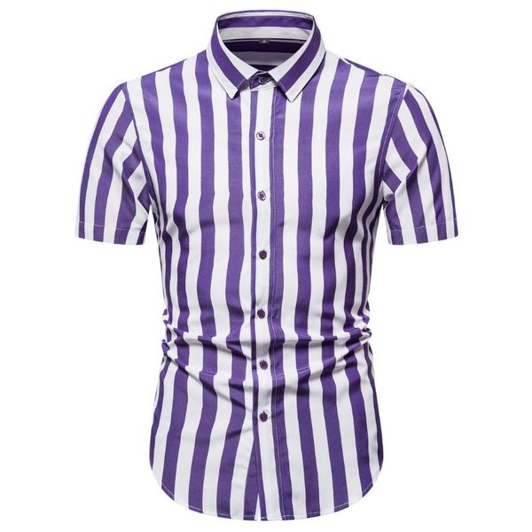 men's casual shirts personality stripe print short sleeve blouse male fashion slim summer arrival 2021, White;black
men's casual shirts personality stripe print short sleeve blouse male fashion slim summer arrival 2021, White;black
