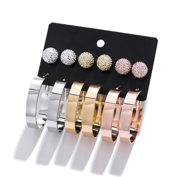 pack of 6 punk 38mm hoop earring set for women rose gold silver color ab rhinestone & sequins circle aretes aros mujer oreja, Golden
pack of 6 punk 38mm hoop earring set for women rose gold silver color ab rhinestone & sequins circle aretes aros mujer oreja, Golden