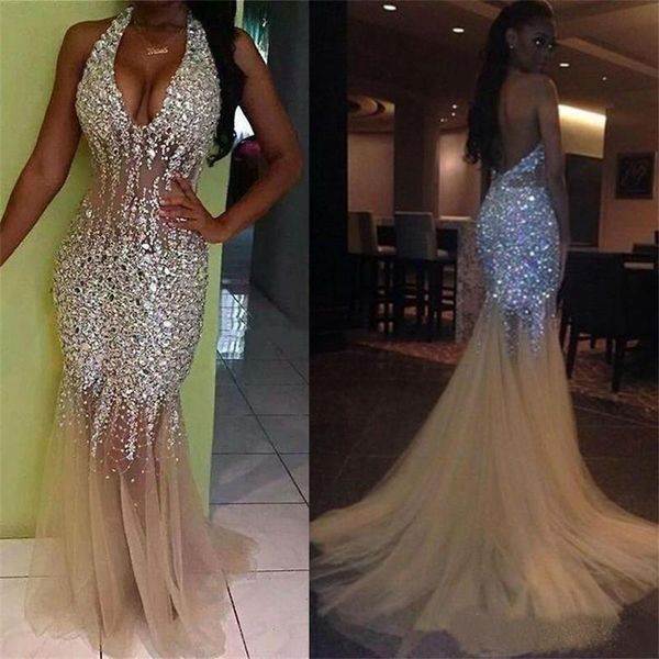 stunning crystals mermaid prom dresses plus size 2019 halter neck beaded long african girls evening gowns backless, Black
stunning crystals mermaid prom dresses plus size 2019 halter neck beaded long african girls evening gowns backless, Black