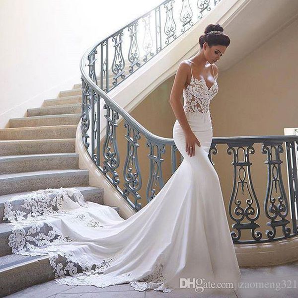 robe de mariee spaghetti straps beach mermaid wedding dresses 2020 embroidery lace applique backless bridal dress, White
robe de mariee spaghetti straps beach mermaid wedding dresses 2020 embroidery lace applique backless bridal dress, White