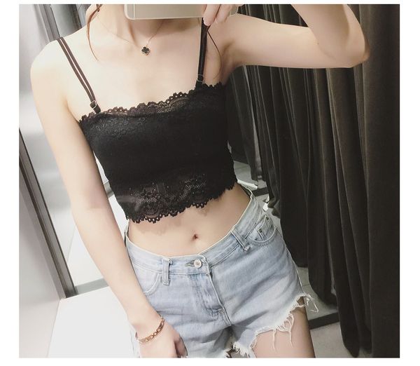 2019 early spring new no steel ring gathered camisole vest underwear, Black;white
2019 early spring new no steel ring gathered camisole vest underwear, Black;white