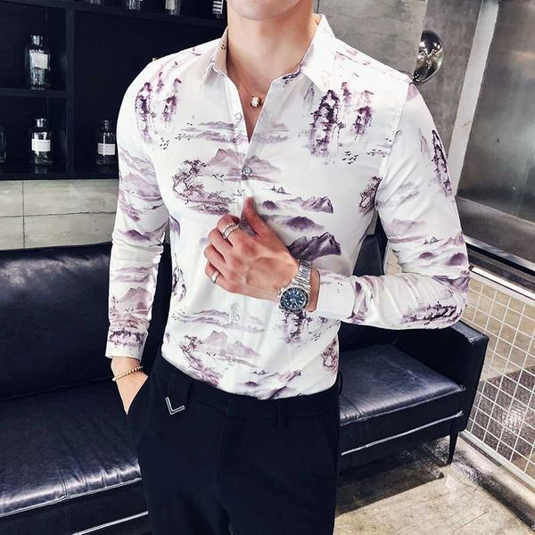 китайский стиль пейзаж картина рубахе мужчины с длинным рукавом slim fit мужские повседневный turn down воротник бизнес рубашки платья, White;black 
китайский стиль пейзаж картина рубахе мужчины с длинным рукавом slim fit мужские повседневный turn down воротник бизнес рубашки платья, White;black