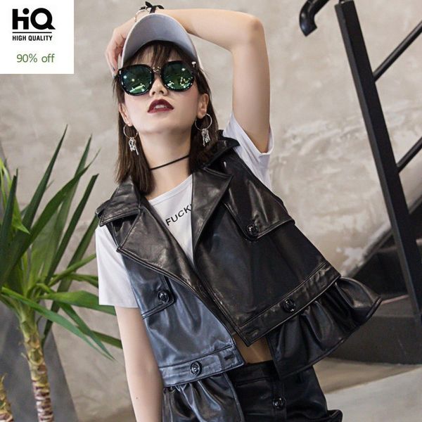 new fashion women sheepskin genuine leather sleeveless vest jacket punk ruffles waistcoat outwear coat female bikers vests, Black;white
new fashion women sheepskin genuine leather sleeveless vest jacket punk ruffles waistcoat outwear coat female bikers vests, Black;white