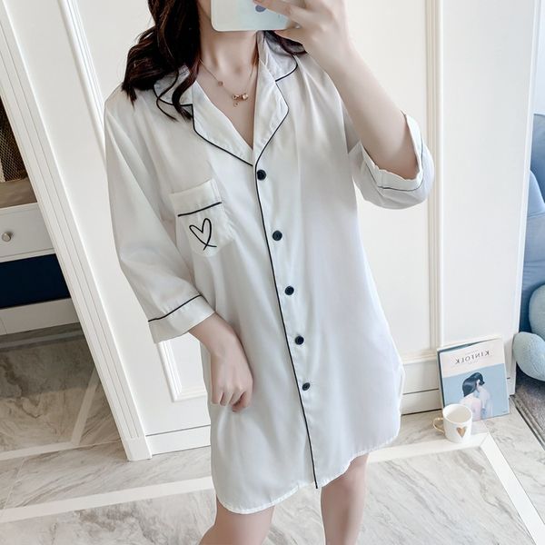 shirt pajamas sleep robe white women sleepshirts summer bathrobe v-neck nightshirts gown sleepwear lounge homewear with pocket, Black;red
shirt pajamas sleep robe white women sleepshirts summer bathrobe v-neck nightshirts gown sleepwear lounge homewear with pocket, Black;red