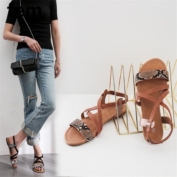 summer sandals snake print gladiator shoes ankle strap shoes women flats buckle cross tied fashion open heel women plus size 46, Black
summer sandals snake print gladiator shoes ankle strap shoes women flats buckle cross tied fashion open heel women plus size 46, Black