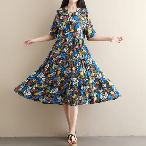fashion 2019 new women dresses casual chinese style cotton linen summer dress short sleeve o-neck loose print vintage dress, Black;gray
fashion 2019 new women dresses casual chinese style cotton linen summer dress short sleeve o-neck loose print vintage dress, Black;gray