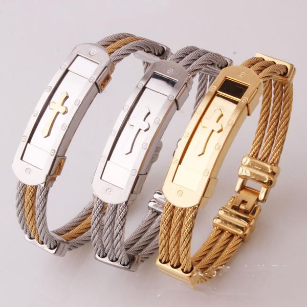 new titanium steel stainless steel gold cross wire bracelet men's s0113, Golden;silver
new titanium steel stainless steel gold cross wire bracelet men's s0113, Golden;silver