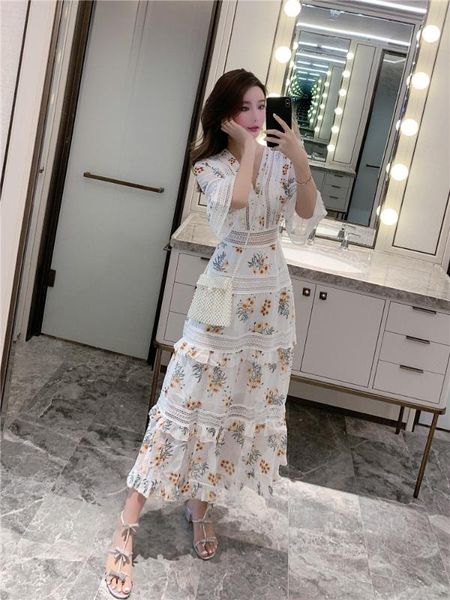 casual feminine floral prints v-neck flare sleeve dress cutout lace patchwork multi-layers cake long dress, Black;gray
casual feminine floral prints v-neck flare sleeve dress cutout lace patchwork multi-layers cake long dress, Black;gray