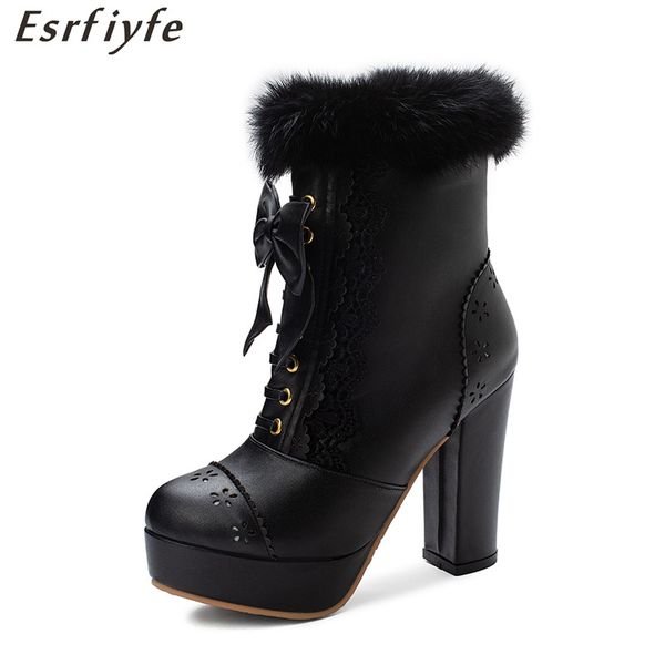 esrfiyfe 2020 new winter women ankle boots fashion high heel platform shoes woman sweet bowknot fur lolita short boots women, Black
esrfiyfe 2020 new winter women ankle boots fashion high heel platform shoes woman sweet bowknot fur lolita short boots women, Black