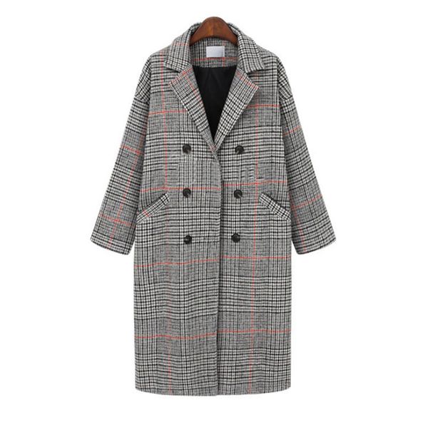 winter woolen coat female lattice coat double breasted pocket overcoat loose plus size thicken plaid long section woolen peacoat, Black
winter woolen coat female lattice coat double breasted pocket overcoat loose plus size thicken plaid long section woolen peacoat, Black