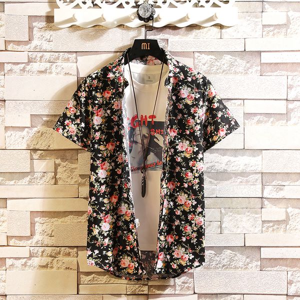 styles 2020 slim fit summer mens short sleeve casual shirt flower print floral male blouse, White;black
styles 2020 slim fit summer mens short sleeve casual shirt flower print floral male blouse, White;black