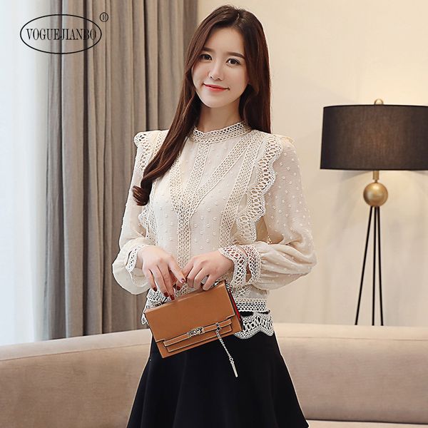2020spring new high-end stand-up collar lace chiffon shirt slim bottoming white shirt long sleeves camisa koszula damska vadim
2020spring new high-end stand-up collar lace chiffon shirt slim bottoming white shirt long sleeves camisa koszula damska vadim