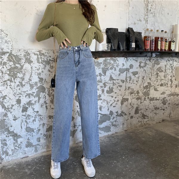 make jeans female han edition relaxed joker tall waist drape show thin xuan elegant wind cec wide-legged pants, Blue
make jeans female han edition relaxed joker tall waist drape show thin xuan elegant wind cec wide-legged pants, Blue