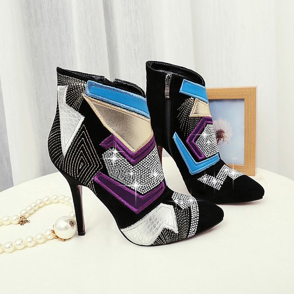 womens pointed toe rhinestones bling match colors ankle boots side zip stilettos high heel shoes plus size real leather c589, Black
womens pointed toe rhinestones bling match colors ankle boots side zip stilettos high heel shoes plus size real leather c589, Black