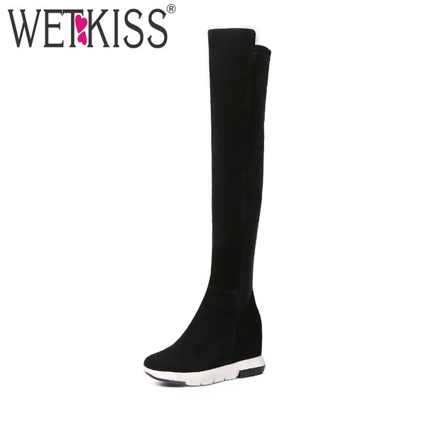 wetkiss leisure style stretch over the knee boots natural leather suede winter boots height increasing rubber women shoes 2019, Black
wetkiss leisure style stretch over the knee boots natural leather suede winter boots height increasing rubber women shoes 2019, Black