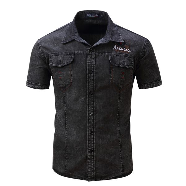 2020 new male casual shirt jeans 100%cotton denim shirts short sleeve mens chambray shirts brand clothing euro size, White;black
2020 new male casual shirt jeans 100%cotton denim shirts short sleeve mens chambray shirts brand clothing euro size, White;black
