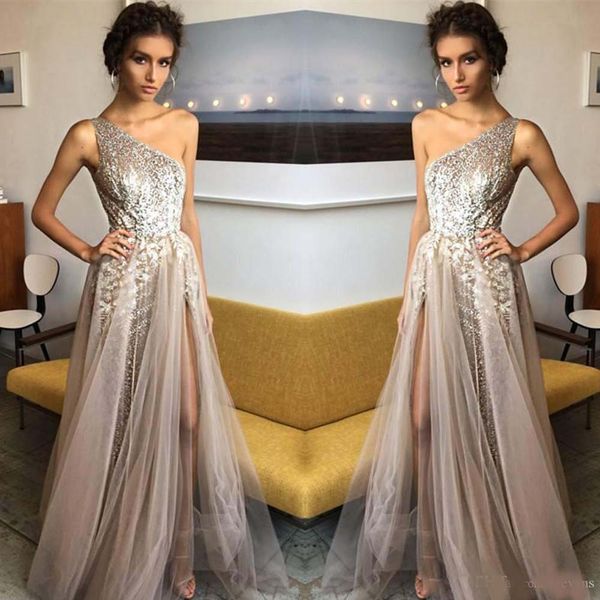 selling one shoulder a line prom dresses sequin and tulle girls evening party gowns side split prom wear 2020, Black
selling one shoulder a line prom dresses sequin and tulle girls evening party gowns side split prom wear 2020, Black