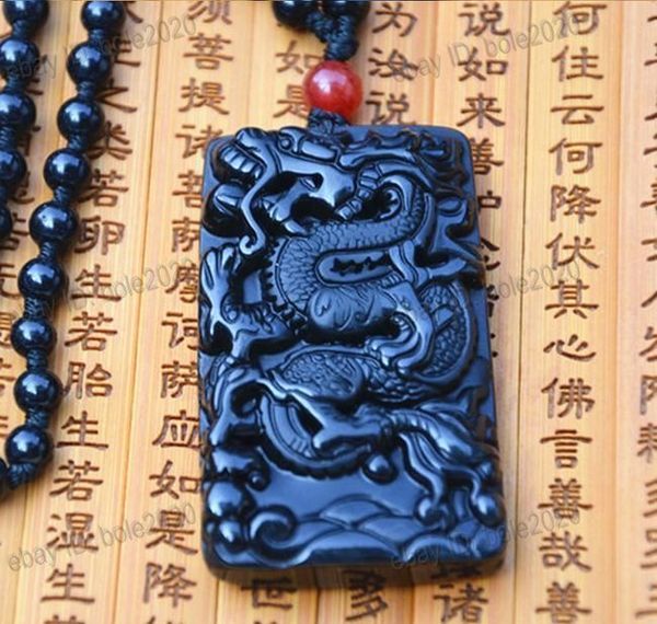 beautiful natural black obsidian carved chinese dragon lucky pendants necklace, Silver
beautiful natural black obsidian carved chinese dragon lucky pendants necklace, Silver