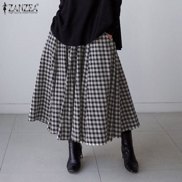 s 5xl 2020 summer check pleated skirts zanzea elastic waist swing sundress women vintage plaid party midi skirt female vestidos, Black
s 5xl 2020 summer check pleated skirts zanzea elastic waist swing sundress women vintage plaid party midi skirt female vestidos, Black