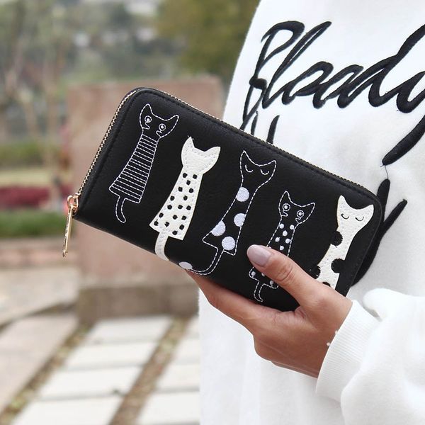 women cat cartoon wallet creative female card holder casual zip ladies clutch pu leather coin purse dropship, Red;black
women cat cartoon wallet creative female card holder casual zip ladies clutch pu leather coin purse dropship, Red;black