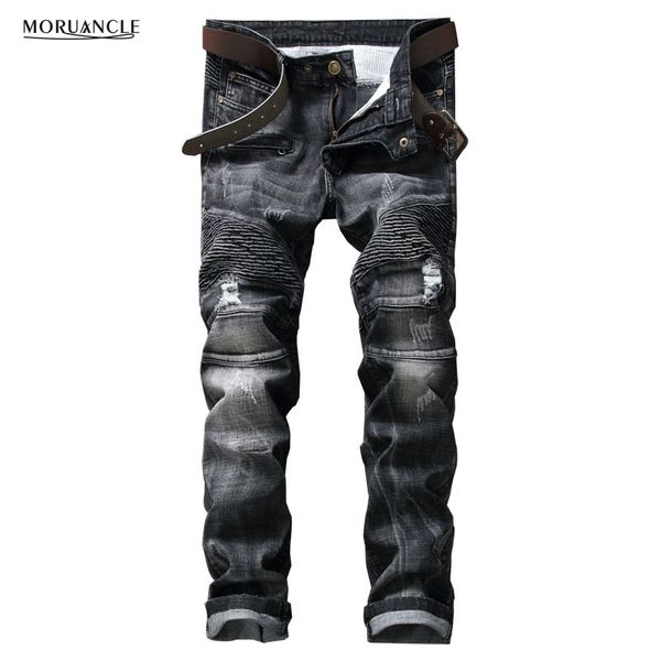 brand designer mens ripped biker jeans fashion distressed moto denim joggers for man black pleated jean trousers strentch pants, Blue
brand designer mens ripped biker jeans fashion distressed moto denim joggers for man black pleated jean trousers strentch pants, Blue