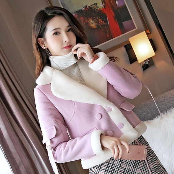 2019 somber-toned thickening hair fashion classic coat coat imitation leather jacket, Black
2019 somber-toned thickening hair fashion classic coat coat imitation leather jacket, Black