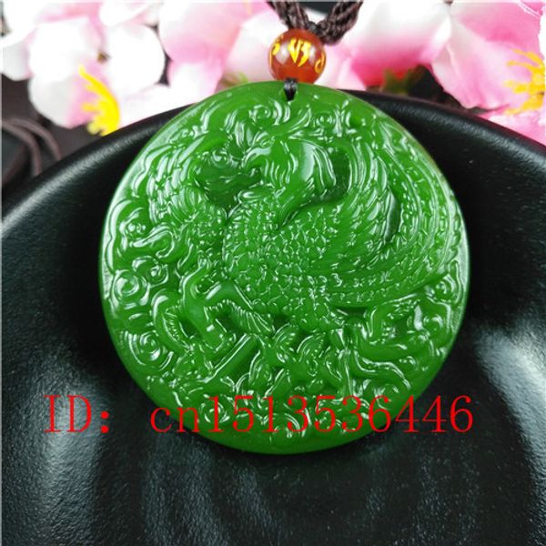 natural green chinese phoenix carved jade pendant necklace charm jewellery fashion lucky amulet gifts for women man, Silver
natural green chinese phoenix carved jade pendant necklace charm jewellery fashion lucky amulet gifts for women man, Silver