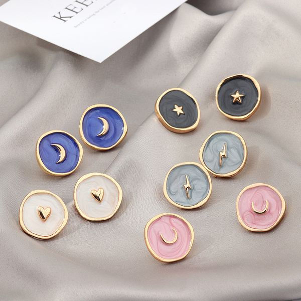 2020 arrival women earrings jewelry fashion korean alloy drop oil love moon flash round stud earrings for girls party, Golden;silver
2020 arrival women earrings jewelry fashion korean alloy drop oil love moon flash round stud earrings for girls party, Golden;silver