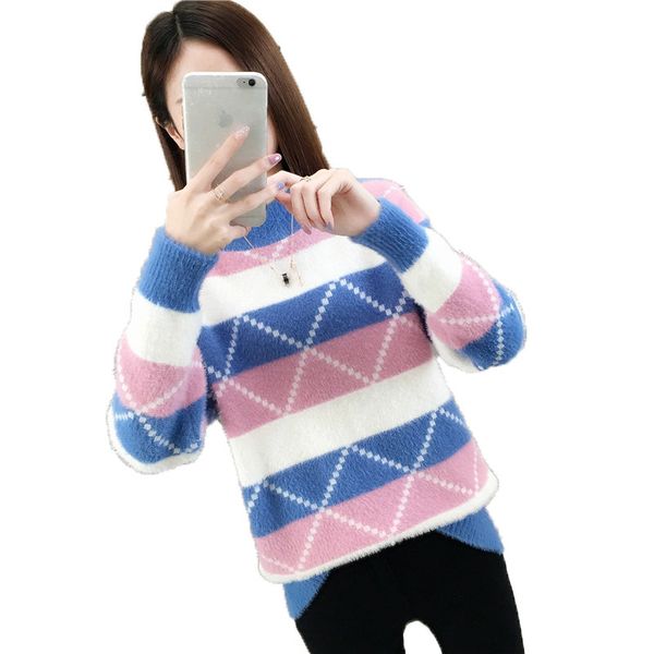 mink cashmere pullover sweater women's autumn winter new loose knit sweater female half-high collar thicken knit t314, White;black
mink cashmere pullover sweater women's autumn winter new loose knit sweater female half-high collar thicken knit t314, White;black