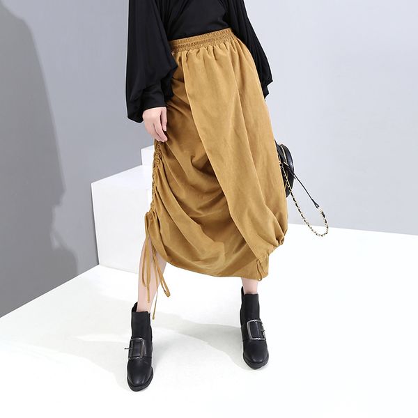 solid elastic band drawstring pleated skirt women loose straight women skirt 2019 autumn new fashion commuter korean style, Black
solid elastic band drawstring pleated skirt women loose straight women skirt 2019 autumn new fashion commuter korean style, Black