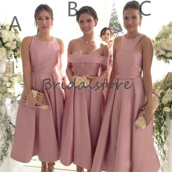 blush pink mismatched bridesmaid dresses tea length jewel neckline short prom party gowns a line custom made robes de demoiselles d'hon, White;pink
blush pink mismatched bridesmaid dresses tea length jewel neckline short prom party gowns a line custom made robes de demoiselles d'hon, White;pink