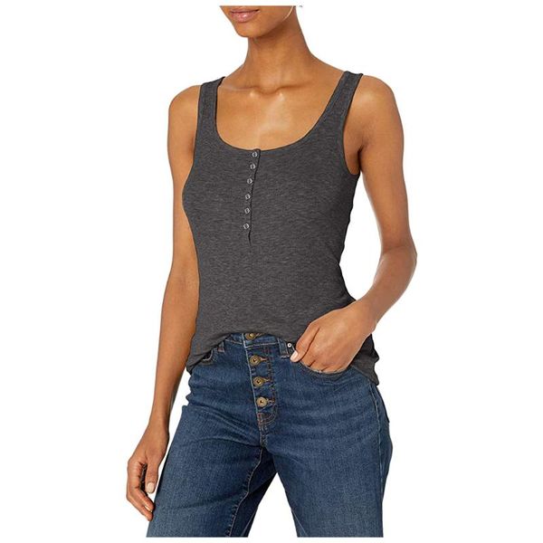 fashion women's casual solid color button sleeveless camisole tank ladies sleeveless blouse casual tank clothing, White
fashion women's casual solid color button sleeveless camisole tank ladies sleeveless blouse casual tank clothing, White