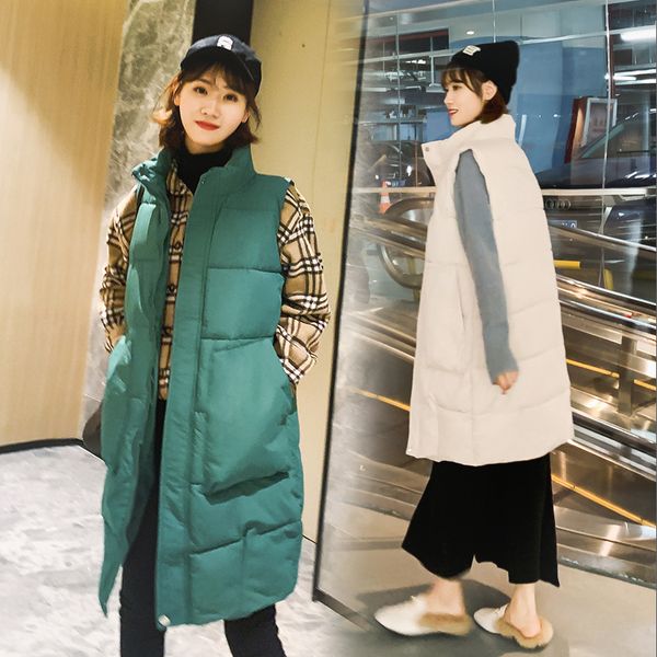 winter long vest coat casual solid big pocket sleeveless thick warm waistcoat 2019 new female parkas vest jacket, Black;white
winter long vest coat casual solid big pocket sleeveless thick warm waistcoat 2019 new female parkas vest jacket, Black;white