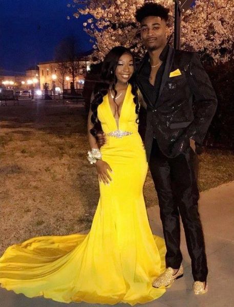 african black girls satin mermaid beaded graduation party dress deep v neck long yellow prom gowns
african black girls satin mermaid beaded graduation party dress deep v neck long yellow prom gowns