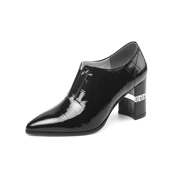 office women's pumps fashion contrast color slip-on cow leather square high heel shoes comfortable pumps, Black
office women's pumps fashion contrast color slip-on cow leather square high heel shoes comfortable pumps, Black