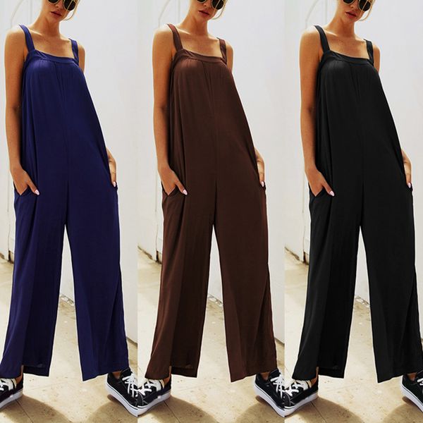women square neck long jumpsuit spaghetti strap solid loose summer beach overalls gdd99, Black;white
women square neck long jumpsuit spaghetti strap solid loose summer beach overalls gdd99, Black;white