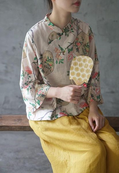 original cotton and women's national style printed jade button shirt with inclined lapel, chinese zen suit, Red
original cotton and women's national style printed jade button shirt with inclined lapel, chinese zen suit, Red