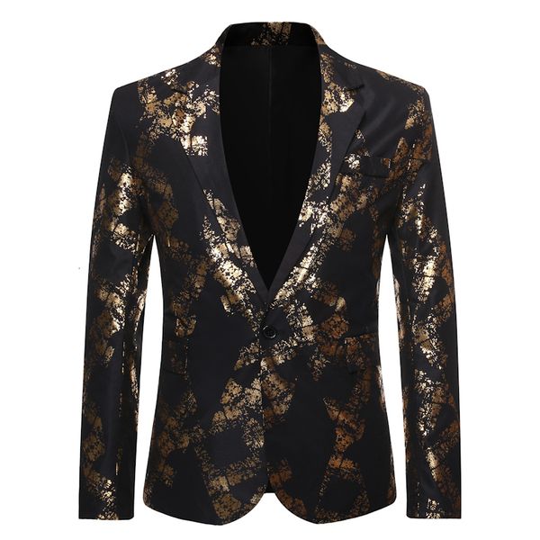 2019 new men's one button gold foil printing suit wedding suit casual blazer men golden floral printed plus size, White;black
2019 new men's one button gold foil printing suit wedding suit casual blazer men golden floral printed plus size, White;black