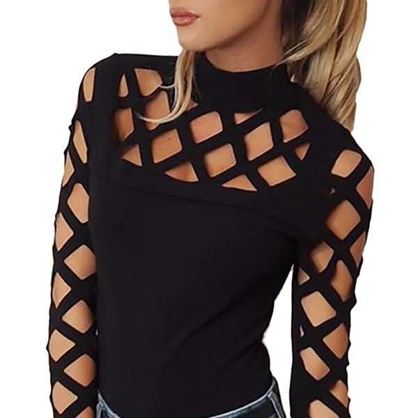 ladies slim long sleeve o-neck tees female casual autumn clothing summer hollow solid women t-shirt, White
ladies slim long sleeve o-neck tees female casual autumn clothing summer hollow solid women t-shirt, White