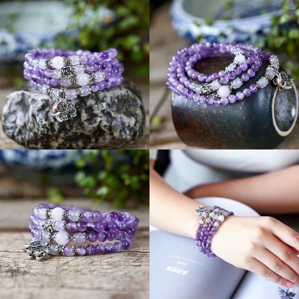 beaded jewelry natural amethyst bracelet dream amethyst multi-storey more circle hand string elephant accessories ma'am ornaments, Black 
beaded jewelry natural amethyst bracelet dream amethyst multi-storey more circle hand string elephant accessories ma'am ornaments, Black