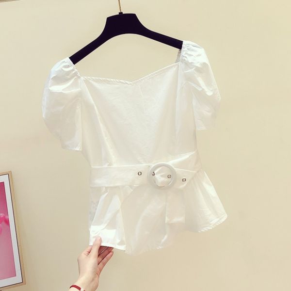 fashion design square collar women blouse 2020 summer new puff sleeve slim ruffles lady elegant pulls outwear, White
fashion design square collar women blouse 2020 summer new puff sleeve slim ruffles lady elegant pulls outwear, White