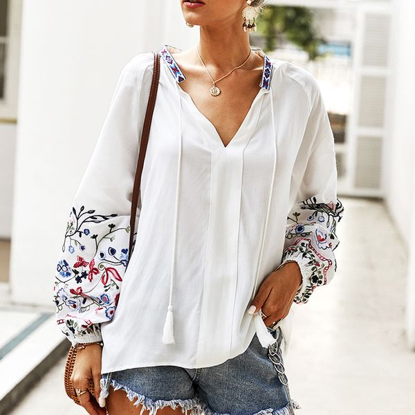women shirt 2020 summer ladies elegant retro embroidered white blouse shirt with belt womens blouses clothing
women shirt 2020 summer ladies elegant retro embroidered white blouse shirt with belt womens blouses clothing