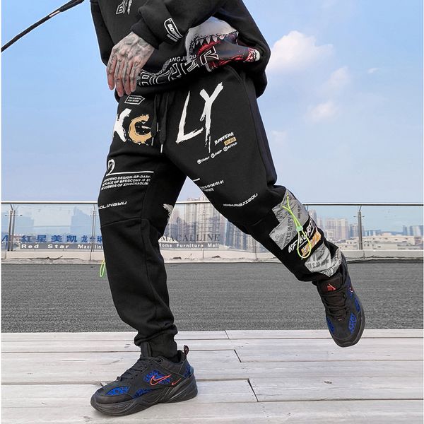 letter print thick joggers pants men pantalones hombre loose drawstring streetwear sweatpants plus size hip hop pants, Black
letter print thick joggers pants men pantalones hombre loose drawstring streetwear sweatpants plus size hip hop pants, Black