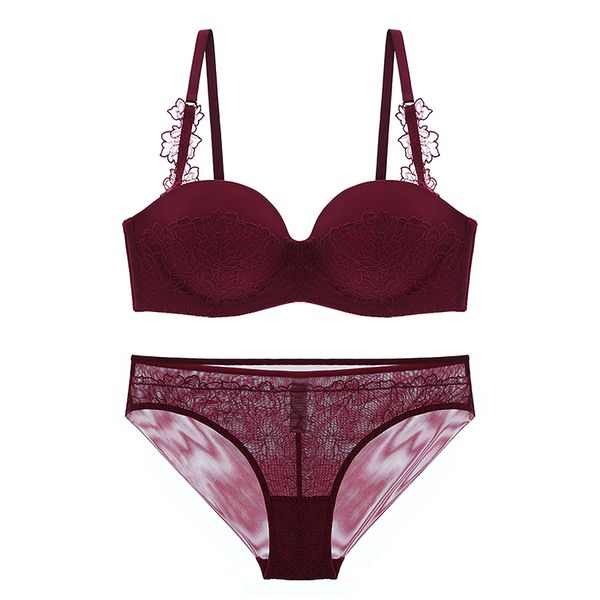 pure color solid embroidery bride bra and panty set deep-v push up lingerie women bra sets 1/2 cup thicken girls underwear, Red;black
pure color solid embroidery bride bra and panty set deep-v push up lingerie women bra sets 1/2 cup thicken girls underwear, Red;black